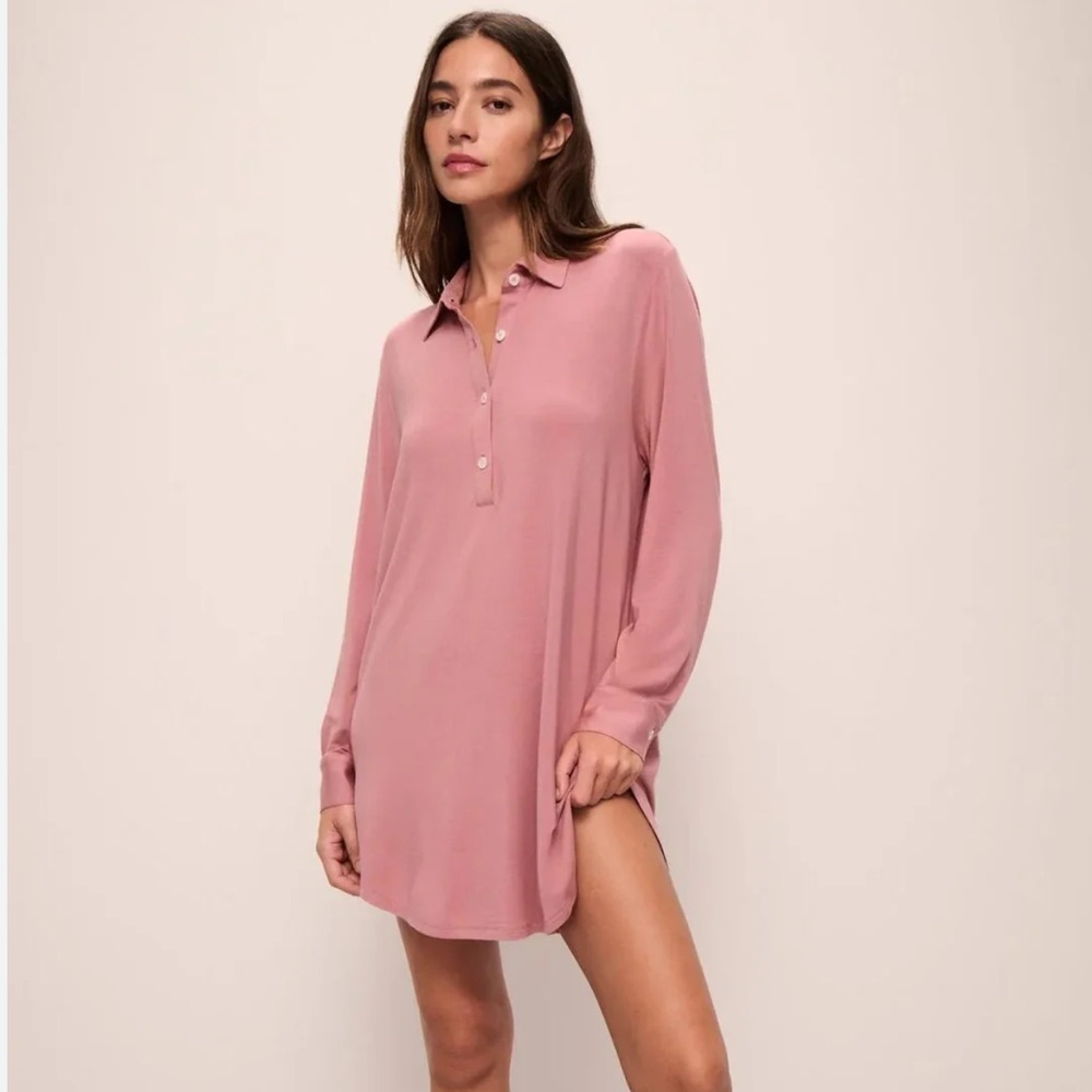 EBERJEY GISELE BOYFRIEND SLEEPSHIRT in Old Rose